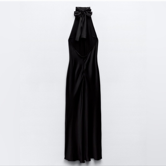 ZARA SATIN EFFECT HALTER DRESS - Picture 3 of 14